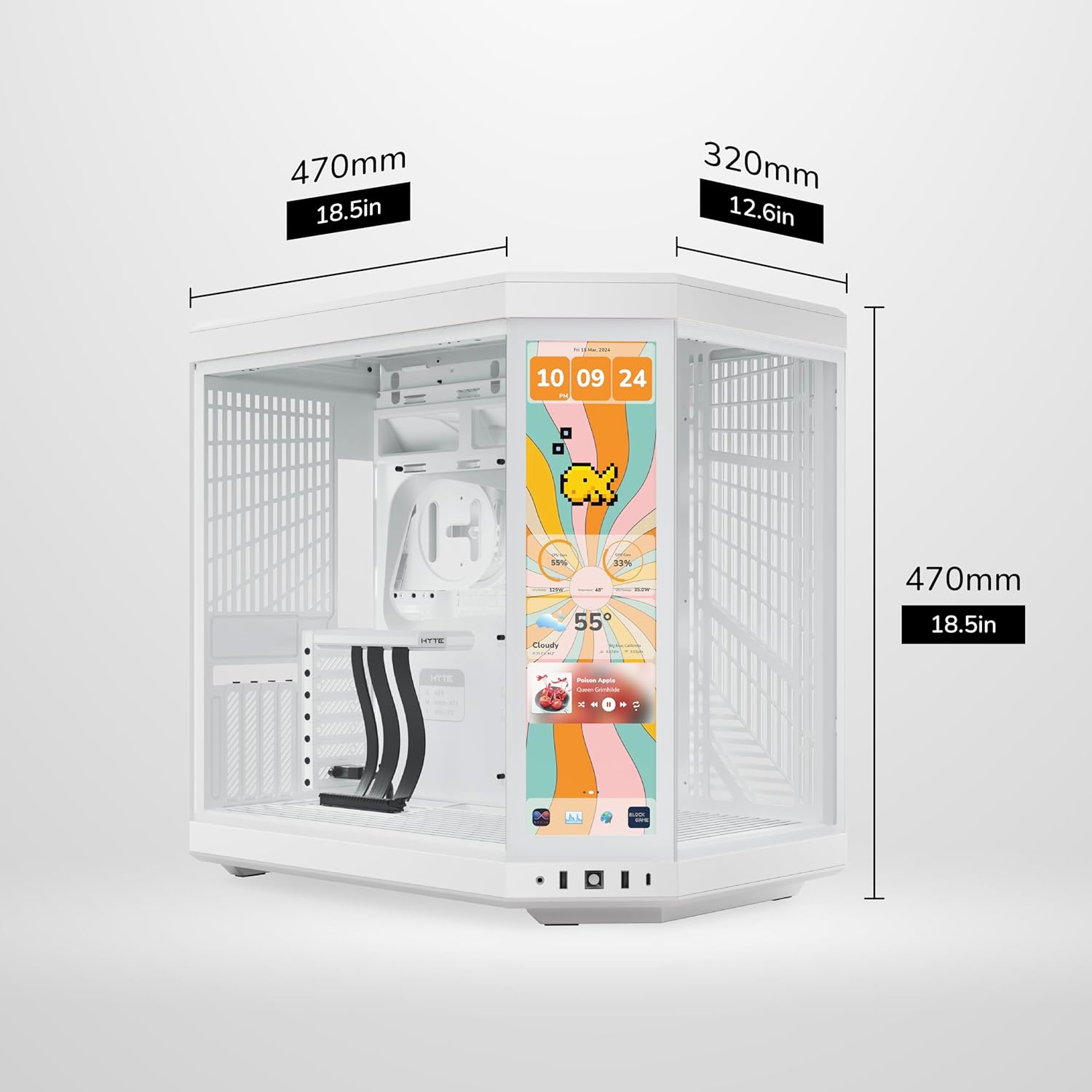 Hyte Y70 Touch Infinite Dual Chamber ATX Mid Tower Snow White